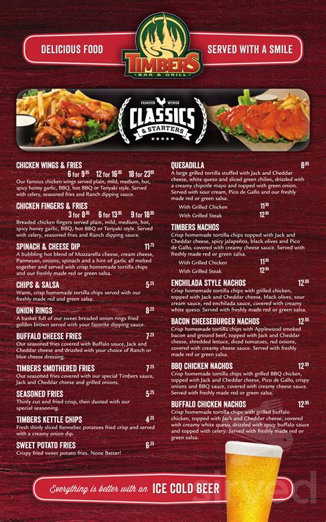 bar and grill menu.